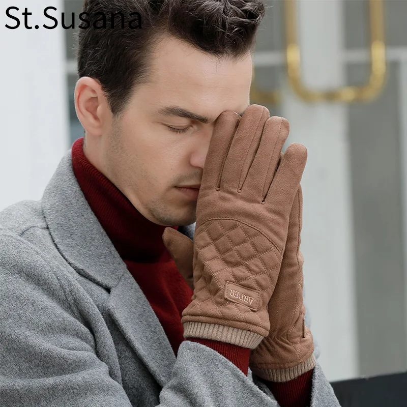 St. Susana 2018 мужские осенние зимние перчатки Модные мужские перчатки с сенсорным экраном утепленные ветрозащитные перчатки для вождения