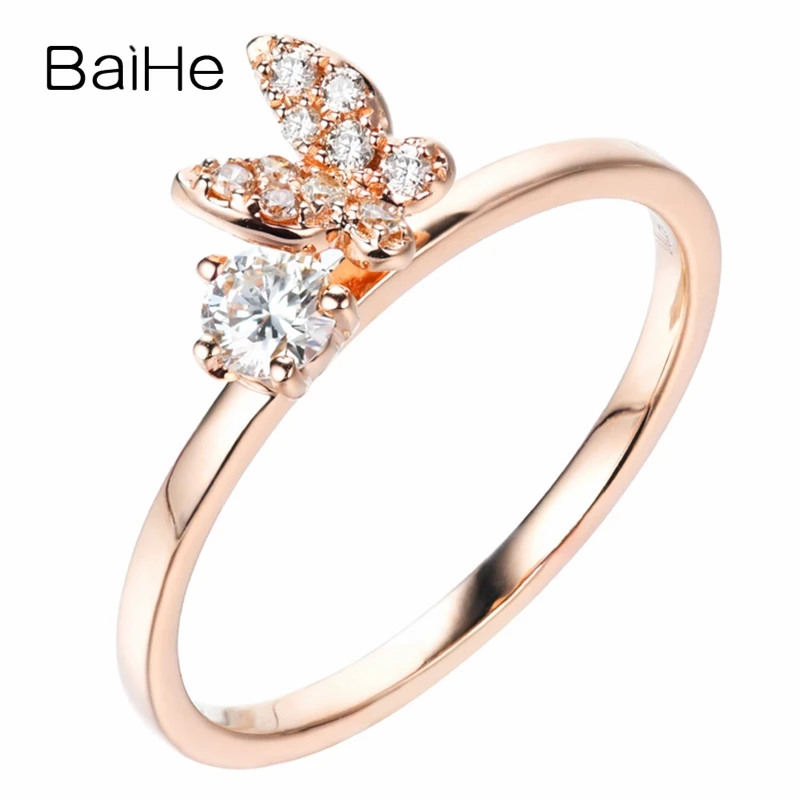 Женское Обручальное Кольцо BAIHE розовое золото 14 к 0 24 карат H/SI с натуральными