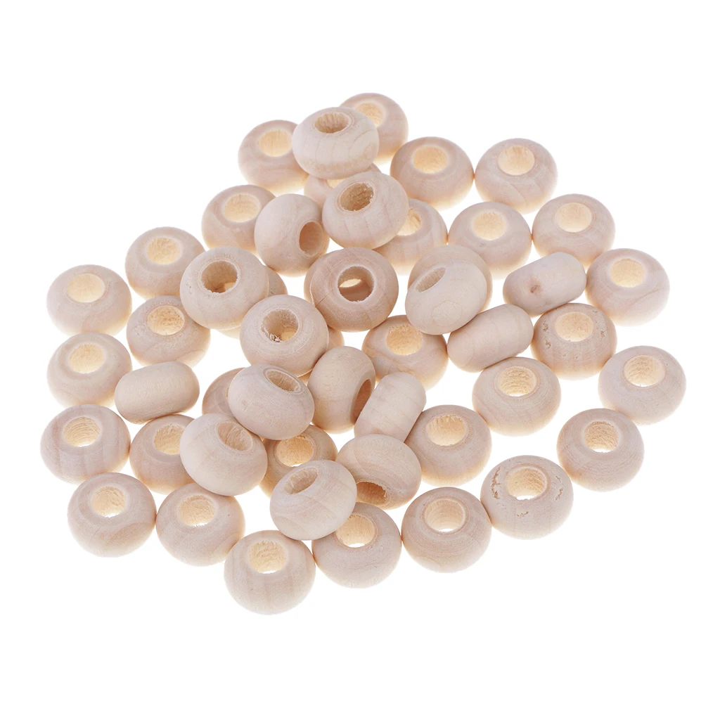 Wholesale 100 Pieces Natural Abacus Wood Spacer Beads 14x8mm Large Hole Wooden Beads for DIY Jewelry Making Toys Crafts