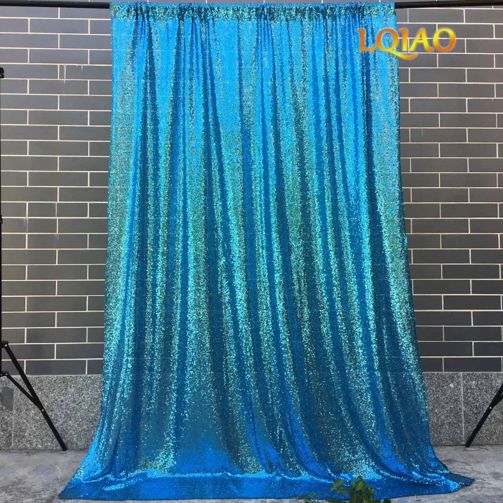 

2018 Perfectly 4x8FT Turquoise Sequin Fabric Background Photo booth Backdrop Wedding Curtain For Christmas/Wedding Decoration