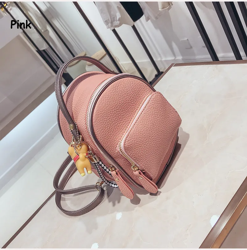 NIGEDU Kpop Women backpack Puppy pendant female shoulder bag small PU leather backpacks for girls teenagers wallets Daypack  (16)