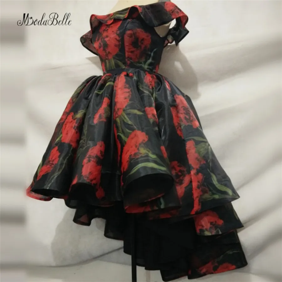 red and black high low dress