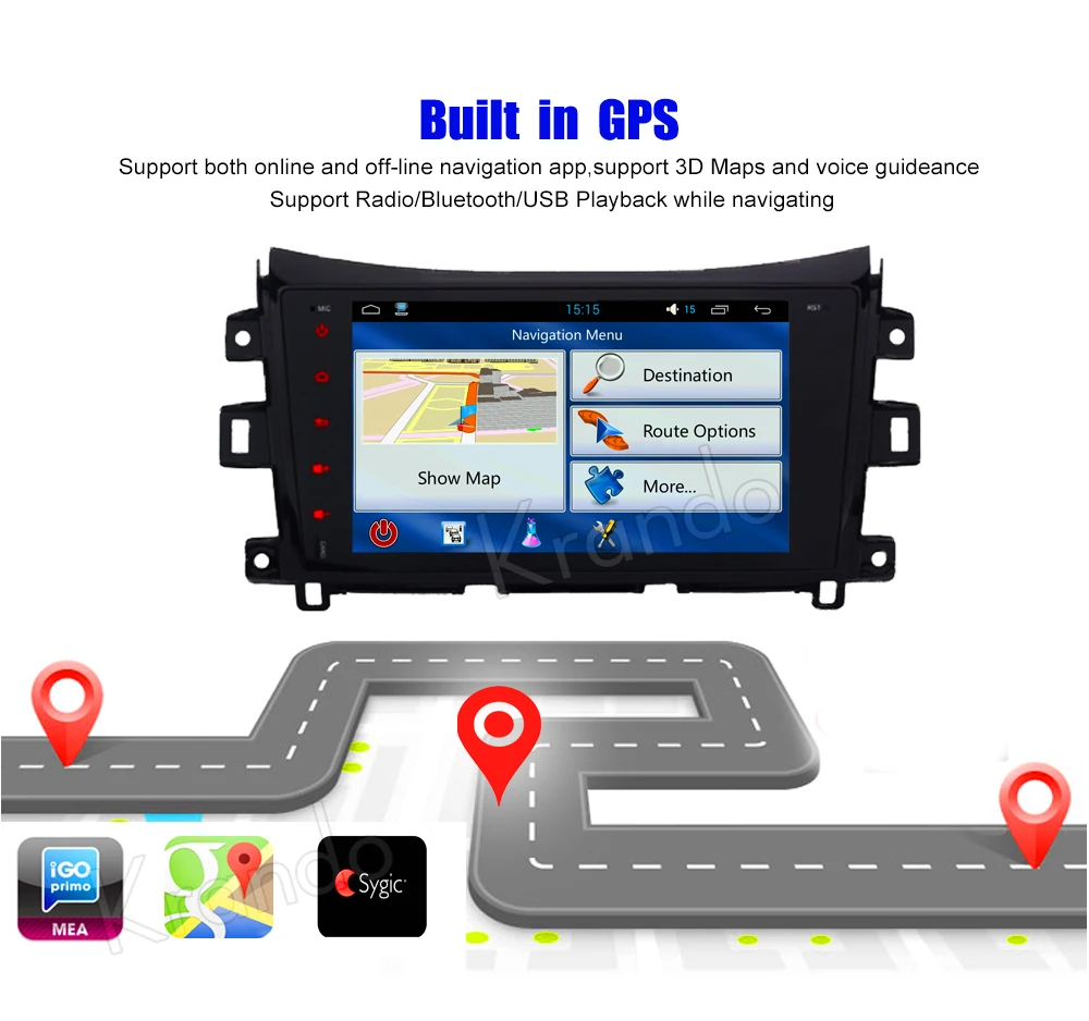 Krando Android car radio gps navigation multimedia system for Nissan NAVARA NP300 (1)