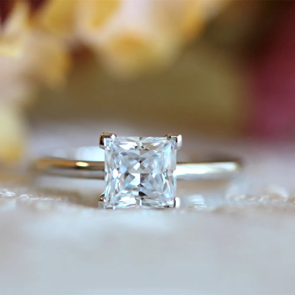 Ring For Women 1.7CTW Princess Cut Simulated Diamond S925 Sterling