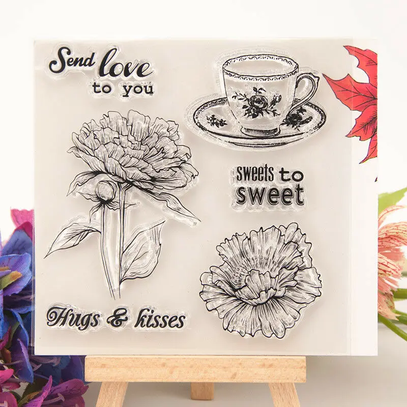Happy Hour прозрачные силиконовые штампы DIY тиснение для скрапбукинга карты искусство кофе чай чайник молочный чайный набор чехол Роза - Цвет: 2-Chrysanthemum