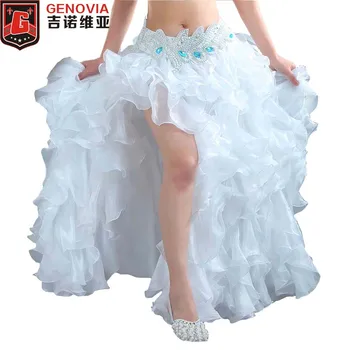 

2019 High Quality Belly Dancing Perform Waves Skirt with Slit Skirt Dress 12 Colors