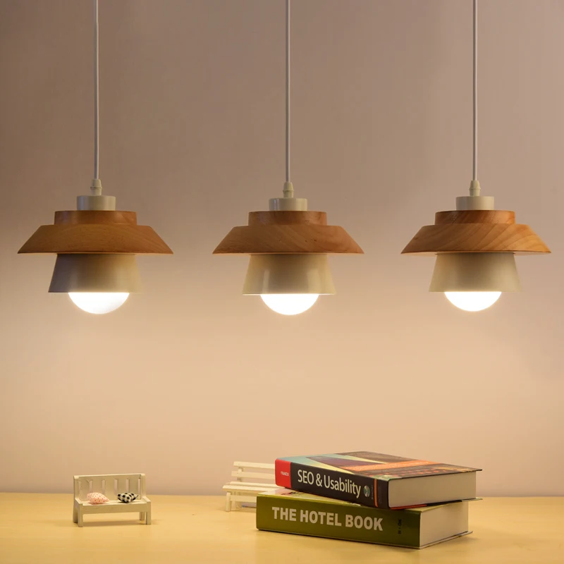 Маленькие деревянные подвесные светильники E27 LED лампа для бара кухни кафе