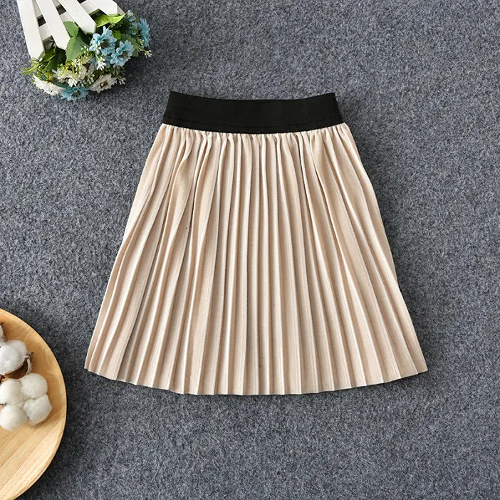 Новые детские модные гофрированные длинные юбки для девочек Милая бархатная юбка с оборками детская гладкая юбка-американка одежда для маленьких девочек - Цвет: coffee skirt