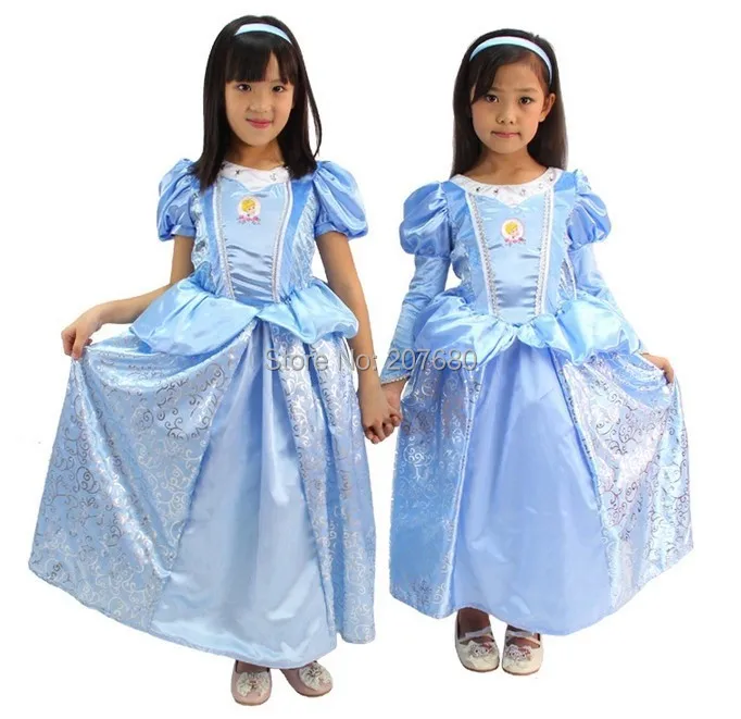 Синий Штаны для девочек с рождественским изображением Золушки; платье принцессы на Хэллоуин Костюмы красивый наряд для детей Маскарадный костюм