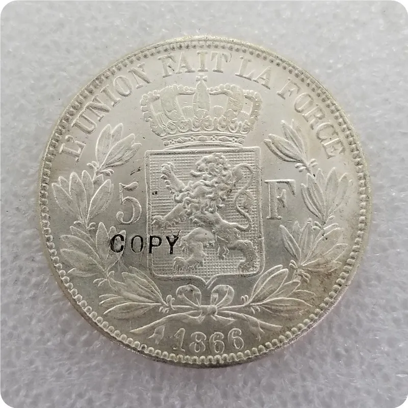 1866 Бельгия 5 франков монеты км#24 копия памятные монеты-копия монет медаль коллекционные монеты