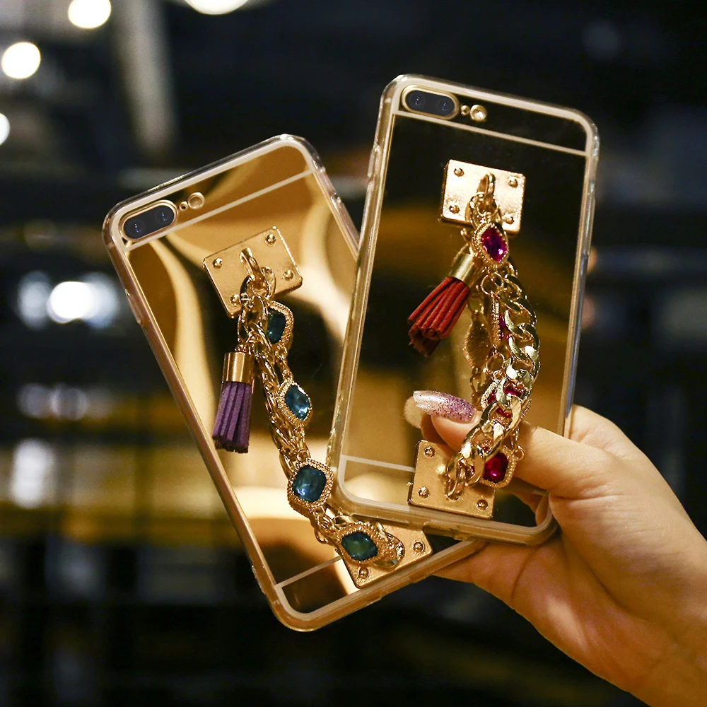 Мягкий зеркальный чехол для телефона iPhone 12 Mini 11 Pro Max XS MAX XR 8 7 6 6S Plus со стразами и