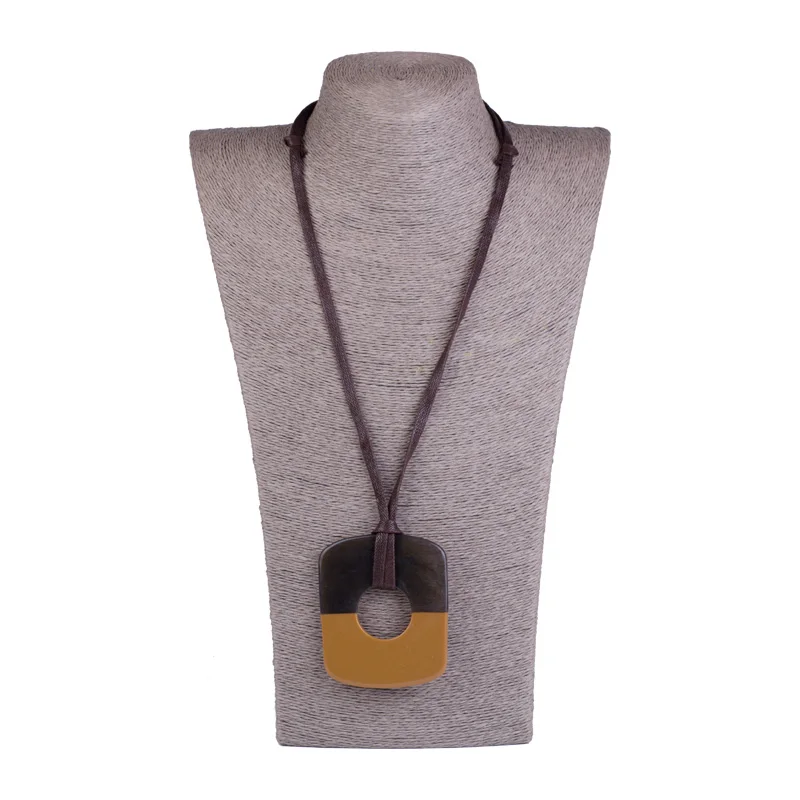Gunalong классическое модное акриловое ожерелье s для женщин с большой полимерной геометрической подвеской длинные кожаные цепочки ожерелье подарки ювелирные изделия - Окраска металла: drake yellow