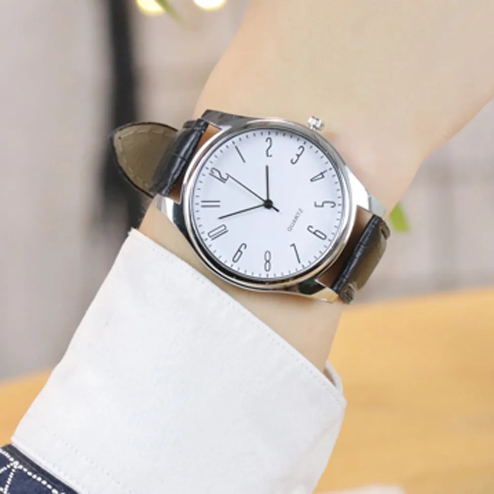 Высокое качество часы для мужчин s простой бизнес мода кожа кварцевые наручные часы для мужчин Роскошные Электронные наручные часы Лучший подарок#20