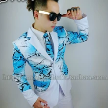 Дизайн мужской певец DJ костюм с вышивкой мужская мода Тонкий сценический танцевальный костюм пальто/S-XL