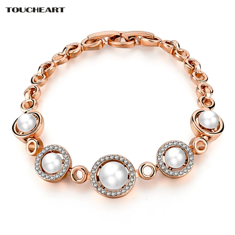 TOUCHEART женские браслеты и браслеты золотистого цвета имитация жемчуга браслет для женщин Кристалл для девушки бренд этнические ювелирные изделия Sbr160113