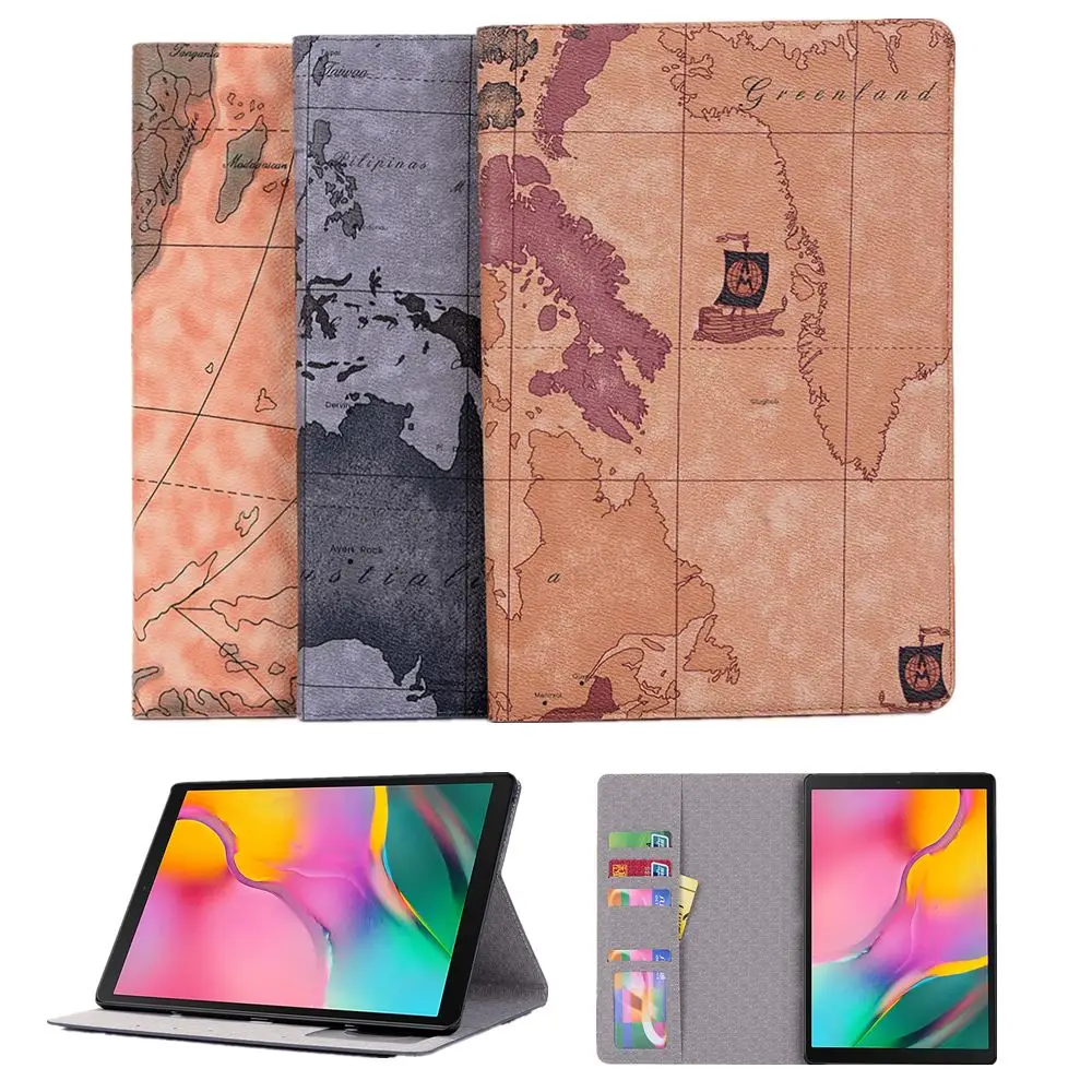

For Samsung Galaxy Tab S5e 10.5'' T720 T725 Tablet Case Retro World Map Ultra Thin PU Leather Flip Stand Wallet Tablet Cover