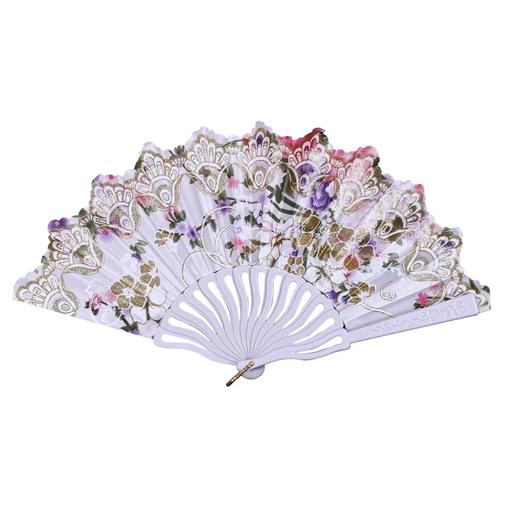 

Flower Fans @ Vintage Lace Chinese Style Dance Wedding hand fans Party Dress Accessories Folding Summer Held Flowers Fan abanico