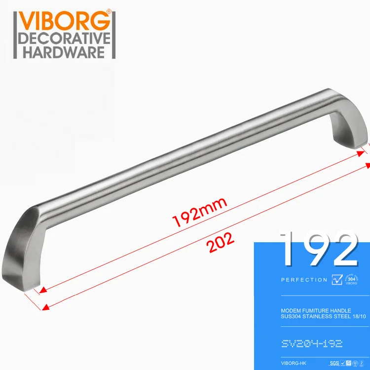 (4 штуки) VIBORG192mm 304 Нержавеющая сталь литья современный Кухня ручка двери шкафа