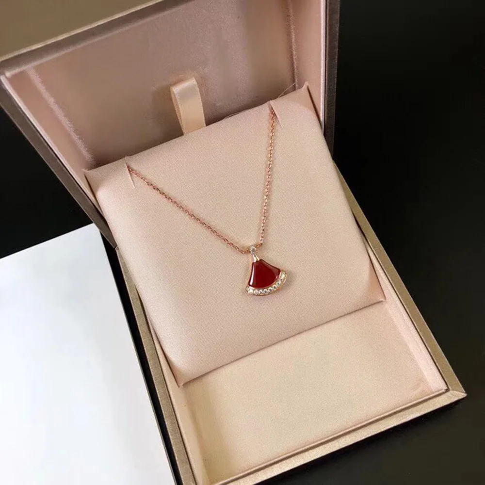 

S925 Sterling silver Hot Products Round Sector Fan Necklace French quality Luxury and stylish hot brands Women's Prom Party