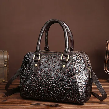 

Genuine Leather Women Bag Cross Body Bag For Female Tote Bag Embossed Female trend Vintage brand Messenger Shoulder Handbag