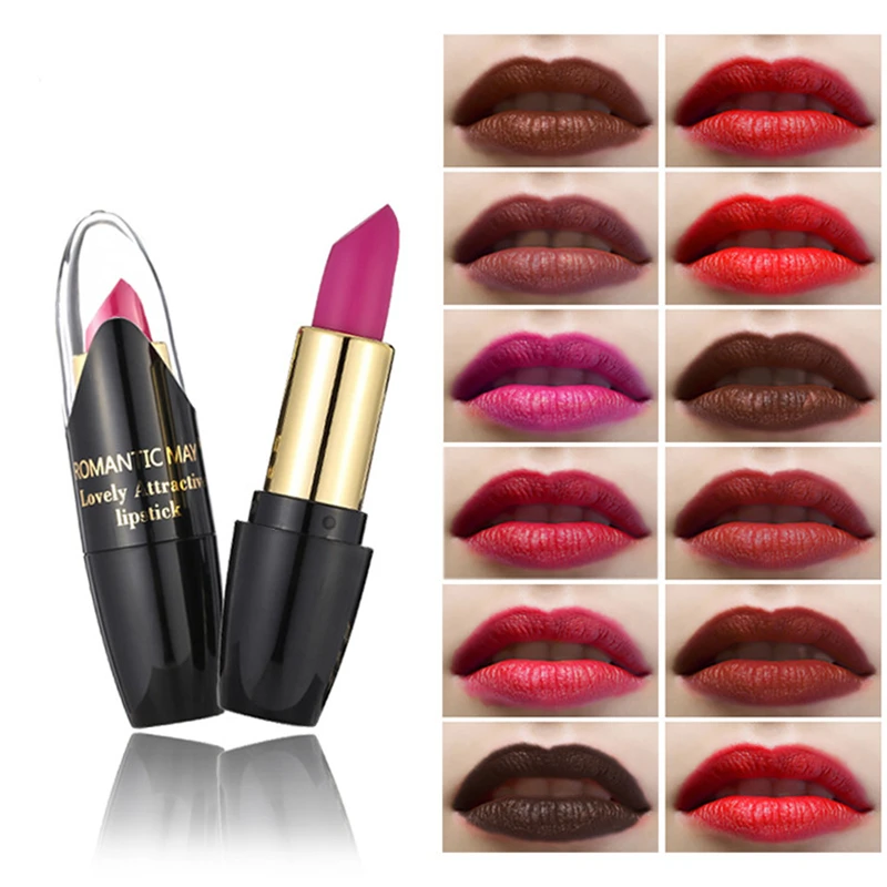 

12-color flame confusing transparent pointed matte lipstick Lasting non-stick cup does not fade lip gloss lipstick