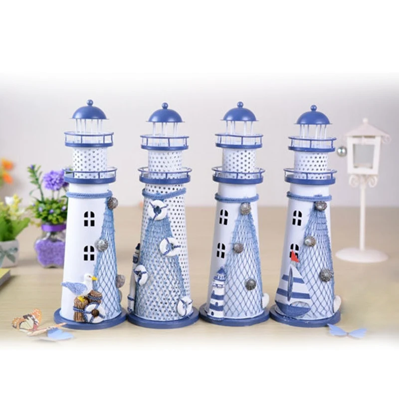 1 шт. Средиземноморский Стиль Изделия из металла Home Decor Морской Маяк Flash железа
