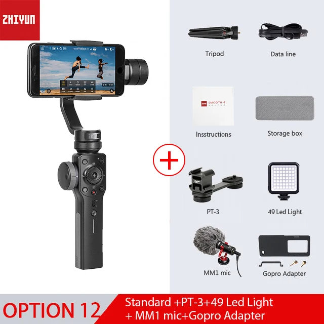 ZHIYUN Smooth 4 Официальный Gimbal стабилизатор для iPhone X Xs Max samsung S8 Экшн камера 3 оси ручной смартфон - Цвет: Option 11