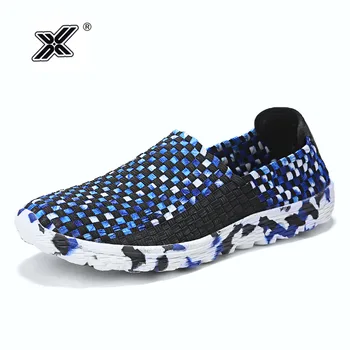 

Casual Men Shoes Flats 2019 Summer Blue Colorful Beach Breathable Knit Weave Low Slip on Men Loafers Shoes zapatos hombre casual