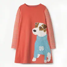 Littlemandy Girls Dress Dog 2019 Autumn Emboridery Princess Dress Brand Kids Baby Girls Clothes Long Sleeve Dresses with Dogs littlemandy shark baby girls summer enfant princess dress 2018 new costumes for kids clothing print jersey clothes brand dresses