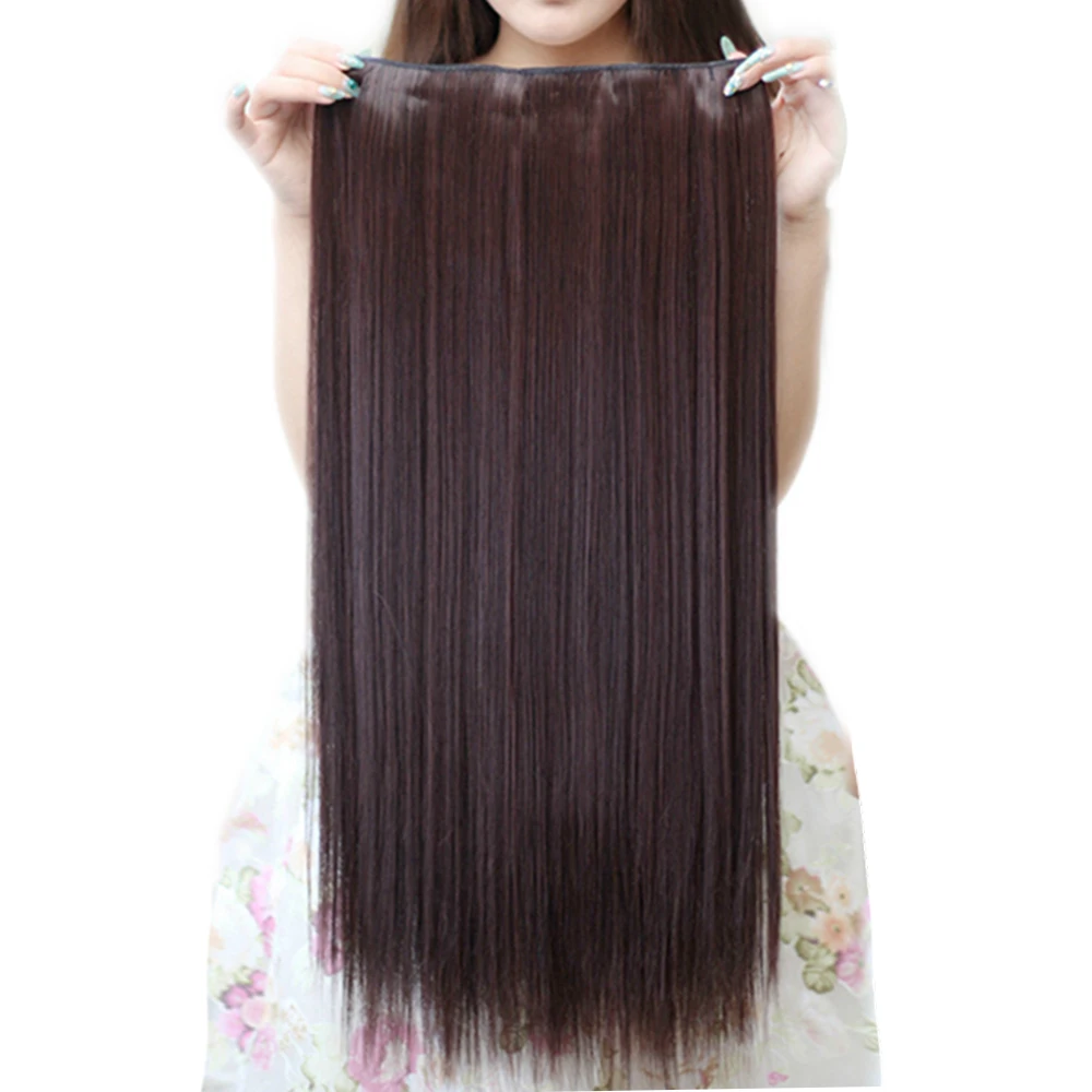 

Soowee 20 Colors Long Straight Women Hair Synthetic Clip in Hair Extension Black Grey High Temperature Fiber Hairpiece