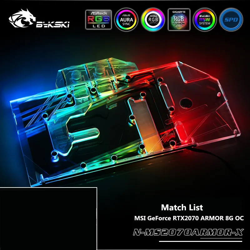 

Bykski Full Cover GPU Water Block For MSI GeForce RTX2070 ARMOR 8G OC Graphics Card AURA SYNC N-MS2070ARMOR-X