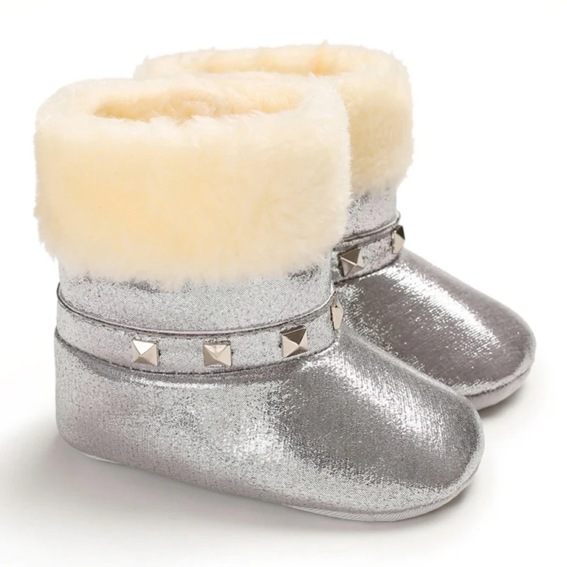Зимние ботинки для новорожденных девочек; повседневная детская обувь; милые Нескользящие ботинки на мягкой подошве для новорожденных - Цвет: D