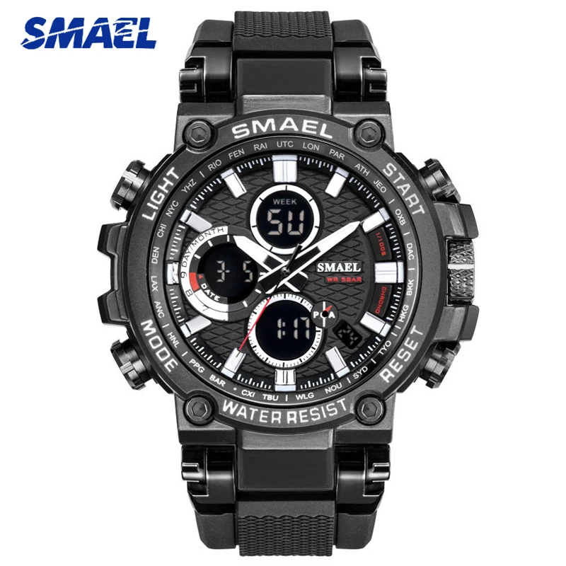SMAEL Sports Men Watch Mens Analog Quartz Watches Man LED Digital Waterproof Military Wristwatch Male Clock Relogio Masculino