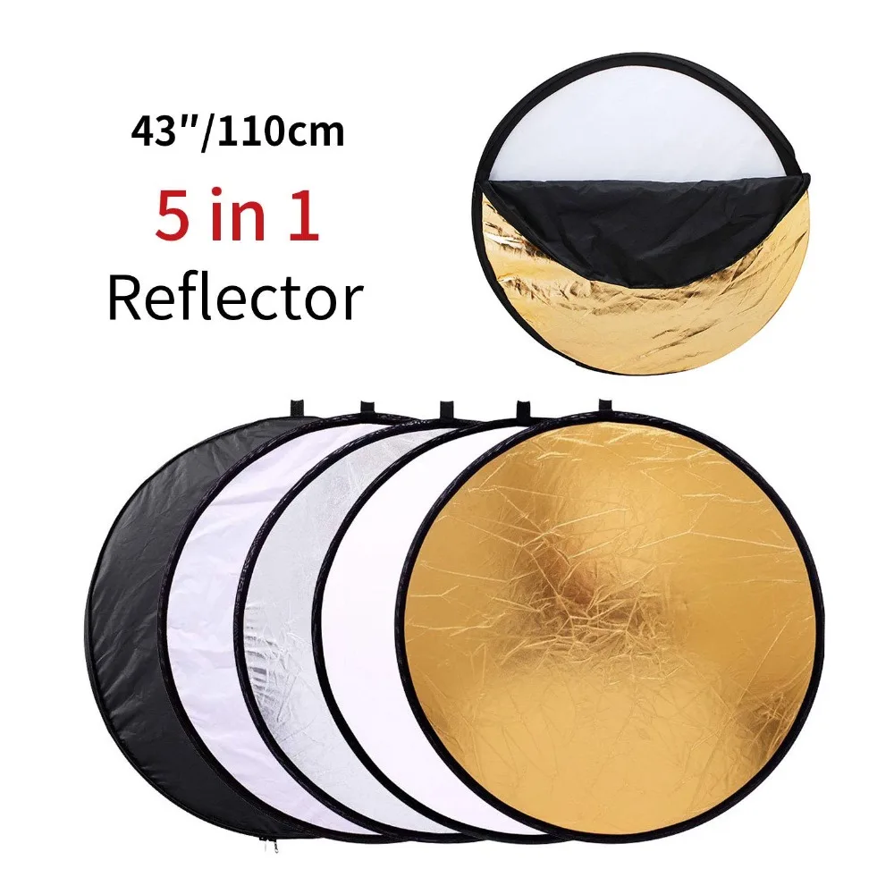 4" 110 см 5 в 1 портативный складной светильник для фотосъемки белый зеркальный отражатель для студии мульти-дисковые рассеиватели