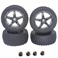 4 Unids Llantas Para 1/10 Buggy RC Neumáticos De Caucho y Plástico Buje hexagonal 12mm Eléctrico Nitro Off Road Neumáticos Delantero y Trasero 2wd 4wd