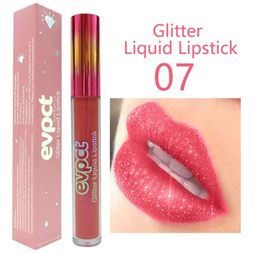 Shellhard 15 Colors Diamond Glitter Glossy Makeup Liquid Lipstick Matte Changed Metallic Lipgloss Shiny Sexy Lip Gloss
