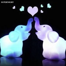 SuperNight Cute Elephant LED Night Light Colorful PVC Cartoon Animal Lamp Bedroom Bedside Lamp for Children Baby Kids Toy Gift