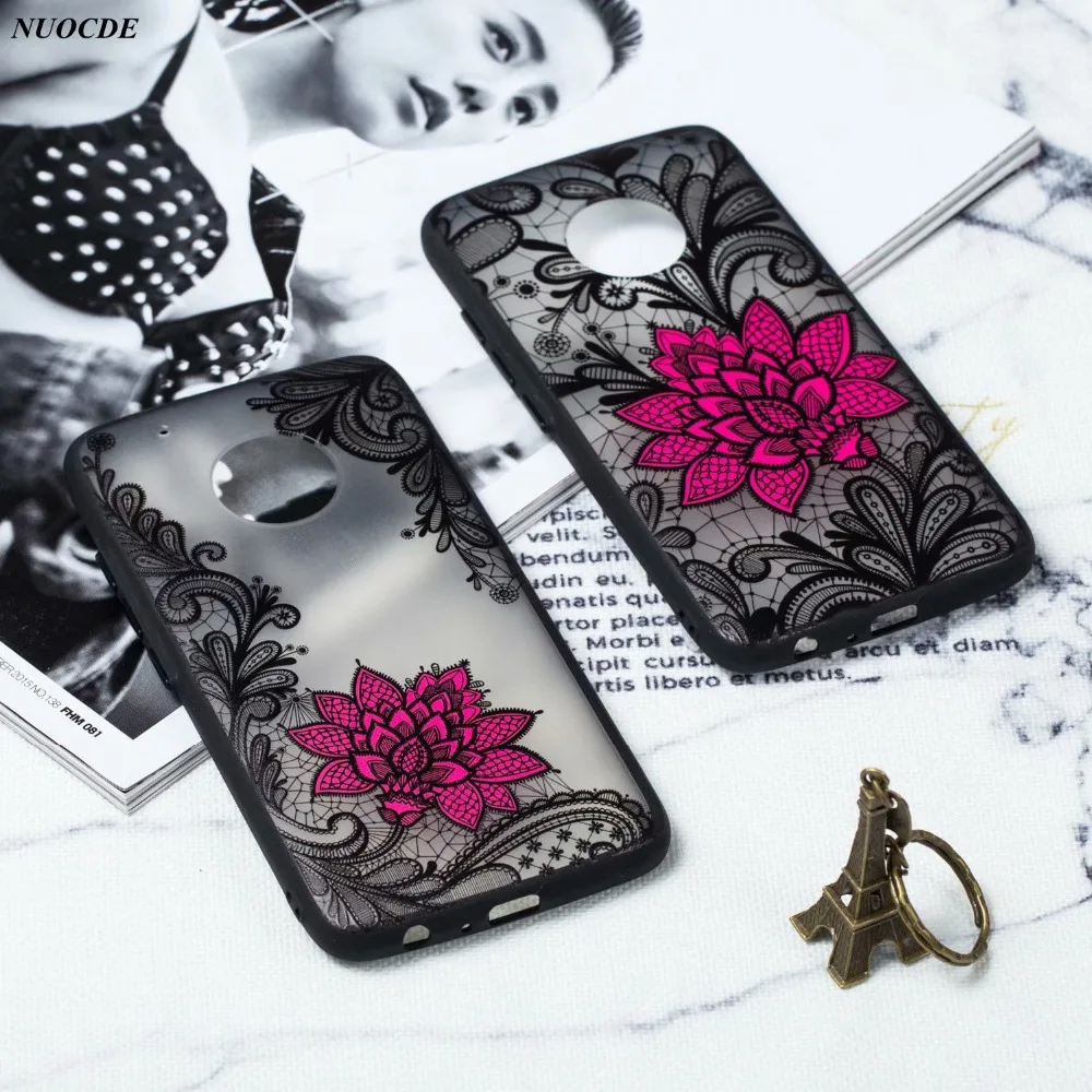 

NUOCDE Case For Motorola G5S G5S Plus Sexy Floral Lace Flower Hard PC+TPU Cases Back Cover For Moto C E4 G4 G5 G6 Plus Case Capa