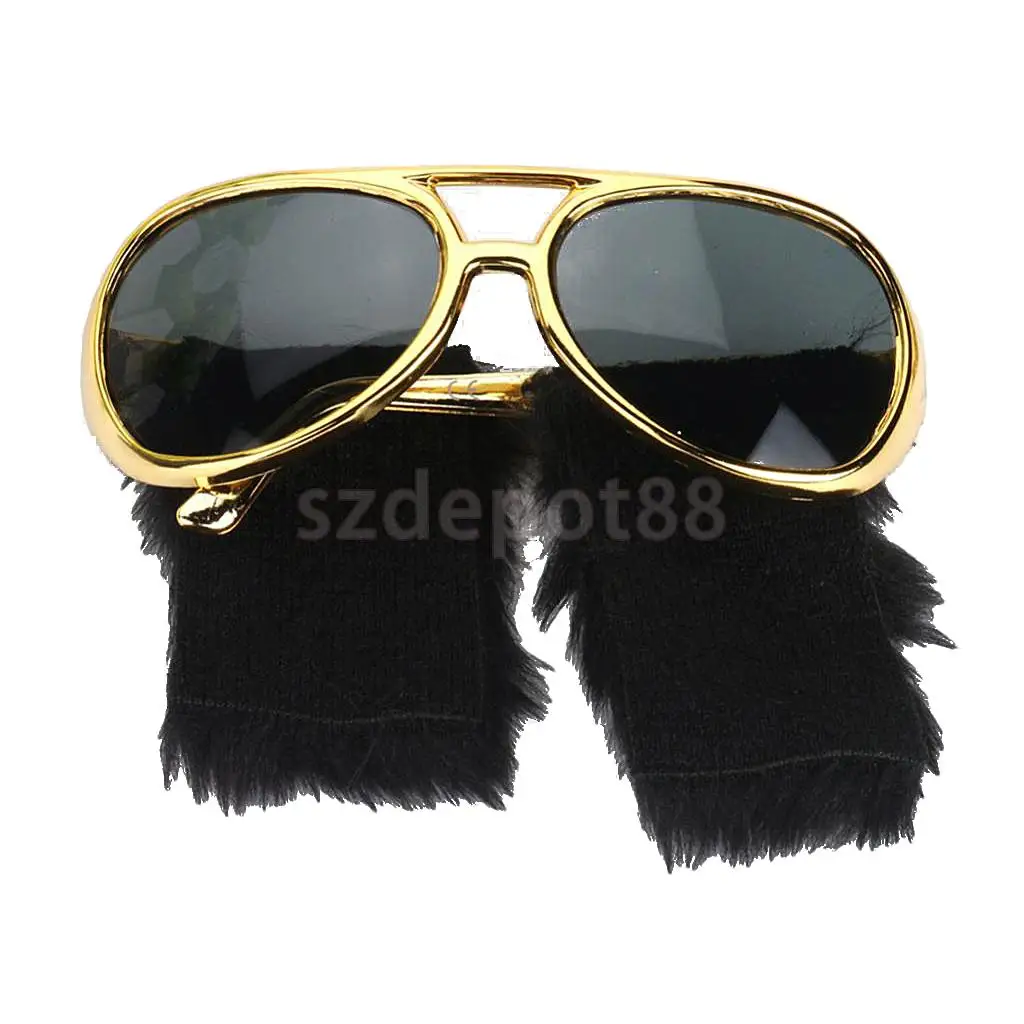 Новинка золотые солнцезащитные очки смешная борода очки 70s наряд в стиле диско Presley реквизит