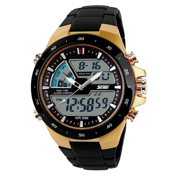 Лидирующий бренд Роскошные Модные Аналоговые-цифровые водонепроницаемые часы Multi светодиодный LED цифровые спортивные часы будильник часовой пояс