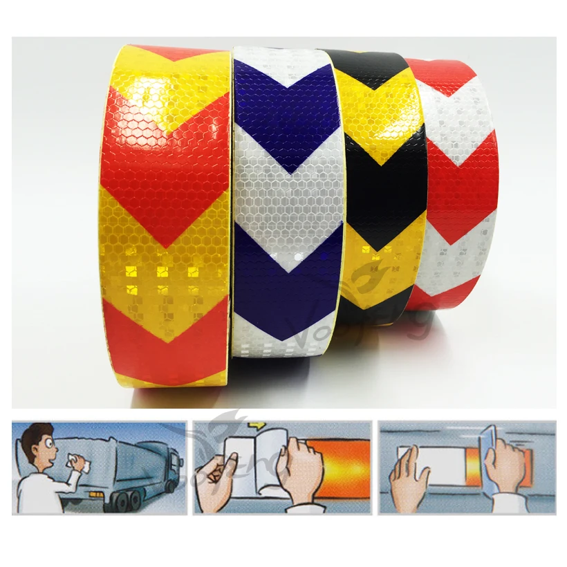 5cmx5m Double Colors Arrow Pattern Mesh Reflective Ribbon Car Sticker Automotive Style Vehicle Truck Motorcycle Warning Film 5cmx5m Double Colors Arrow Pattern Mesh Reflective Ribbon Car Sticker Automotive Style Vehicle Truck Motorcycle Warning Film