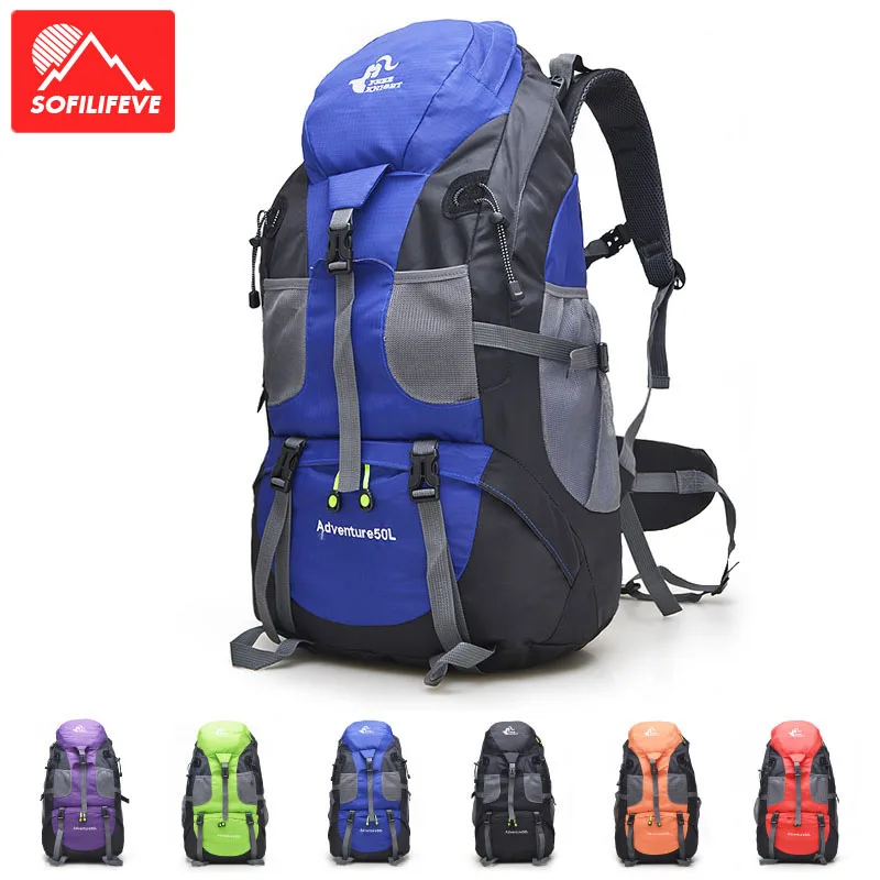 

50L Men Climbing Backpack Women Moutaineering Hiking Bag Waterproof Outdoor Travel Sport Gym Bag For Yoga Drifting Camping