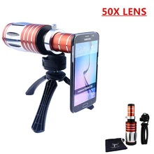 Высокая-конец 3in1 50X Металл телескоп телефото зум-объектив для samsung Galaxy S3 S4 S5 S6 S7 edge Plus чехлы для телефонов с Объективы для фотокамер комплект