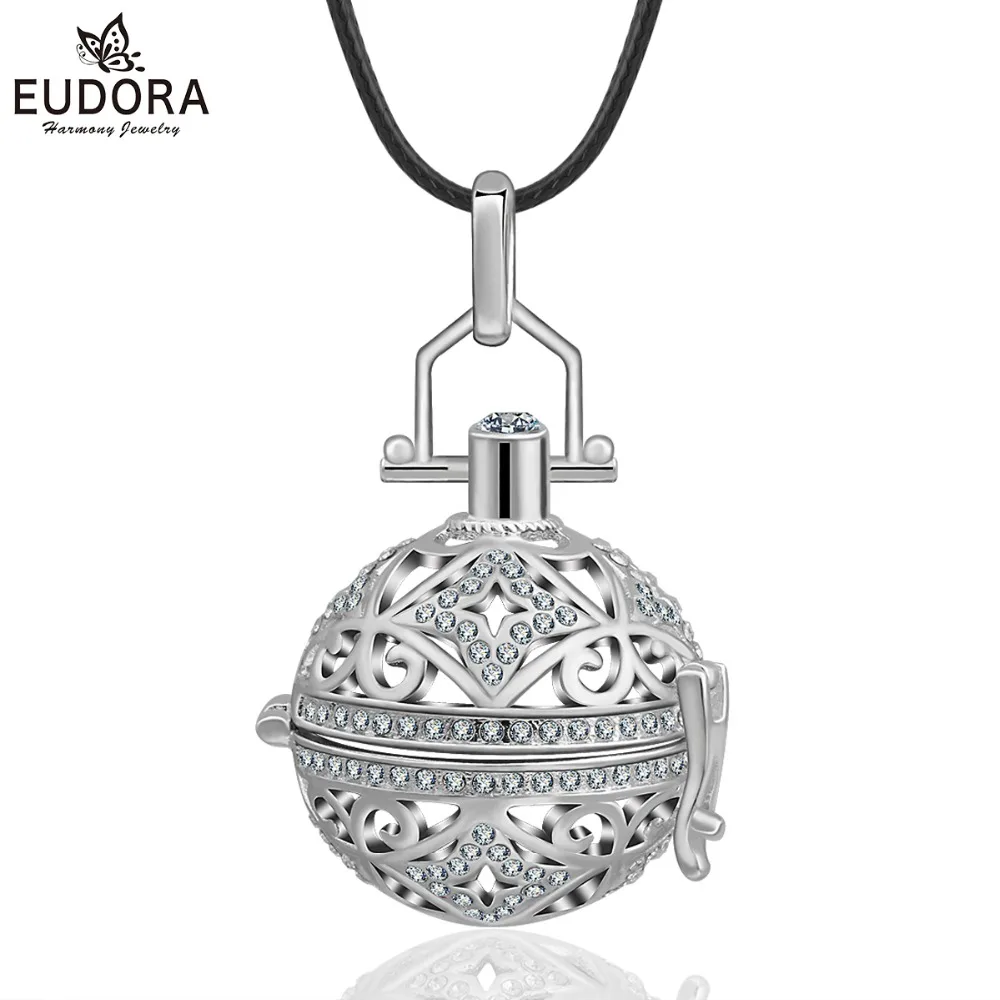 

Fashionable Copper Metal Baby Chime Angel Caller Locket Cage with Crystal Harmony Bola Women Pendant Mum To Be Jewelry Gift