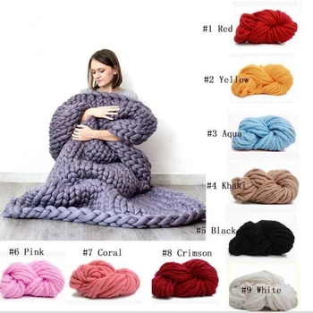 

Thick Knit Solid Color Thumb Rough Blanket Air Conditioning Blanket Wool Hand-Woven Winter Blanket Acrylic Wool Blanket FL0726