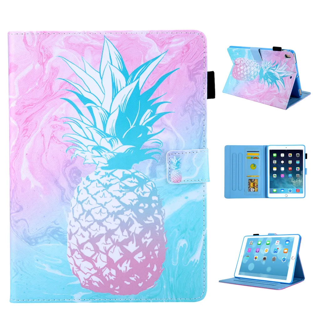 

Pink Pineapple Pattern PU and PC With Card Slot Cover Case for iPad 2017 2018 9.7 Air 1 2 Pro 9.7 10.5 Mini 12345 Air 10.5 2019