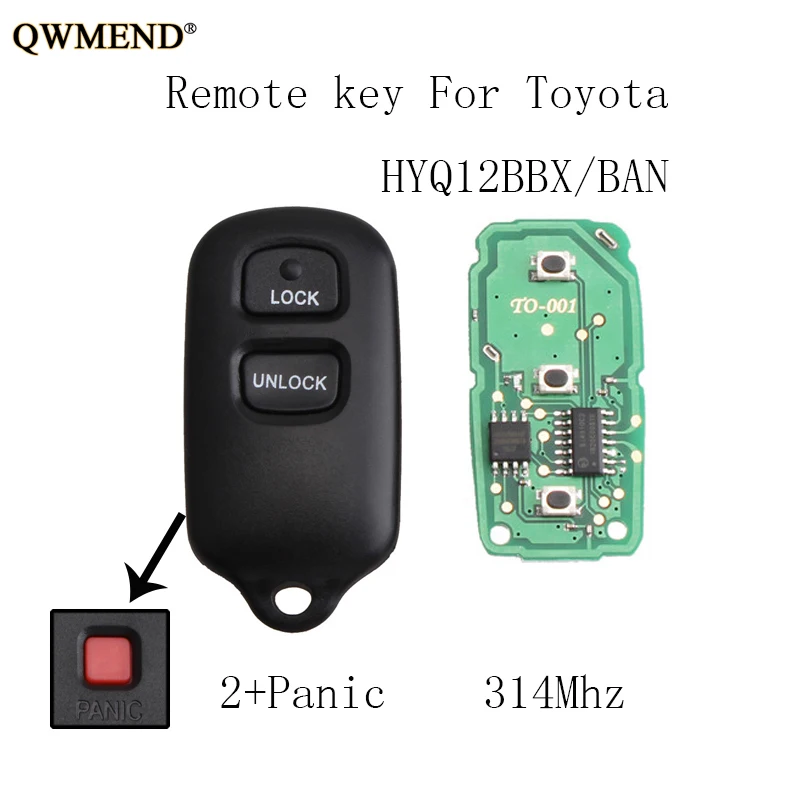 QWMEND 2 + Panic 314 Мгц дистанционный ключ для Toyota Highlander 2001 2002 2003 2004 2005 2006 2007 HYQ12BBX