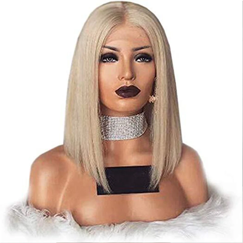 

Holy Belle Glueless Blonde Short Bob Full Lace Human Hair Wigs with Baby Hair Pre Plucked Hairline Brazilian Virgin Hair#6