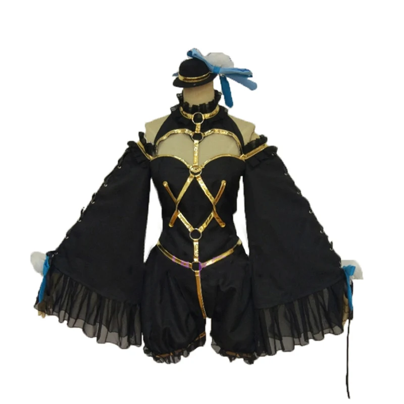 

Anime! Fate/Extra CCC Caster Tamamo no Mae Black Gothic Uniform Cosplay Costume For Women free shipping