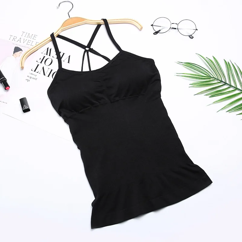 MAXMESSY Sexy Summer Vest Seamless Long Camisole For Women Tank Top Night Sleepwear New Girl Fitness Base Cami B018